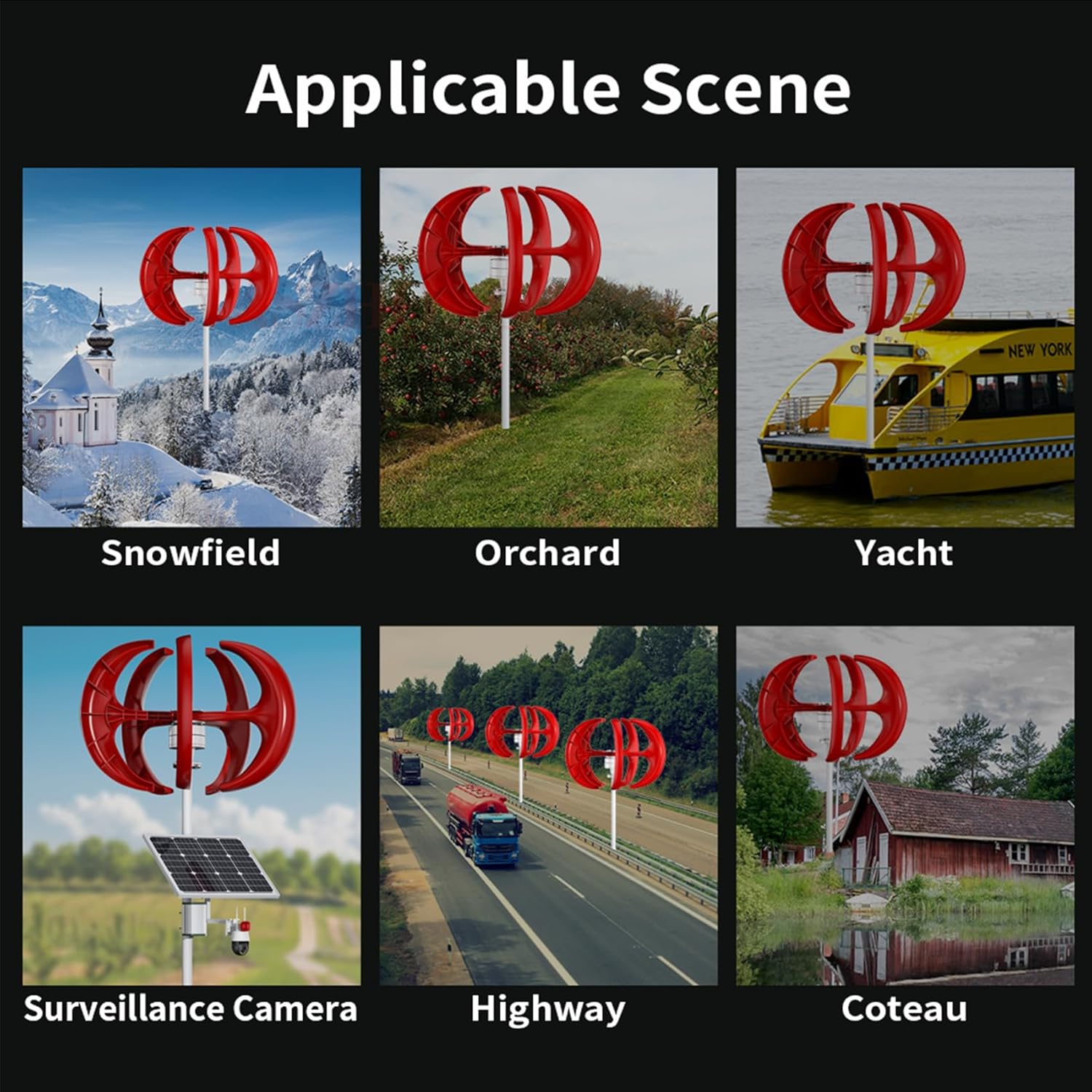 220v, 9000W Vertical Axis Wind Turbine Generator 12V 24V 48V 220V Small Windmill Free Energy with Controller IP67 for Home Farm Rvs(5 Blades)