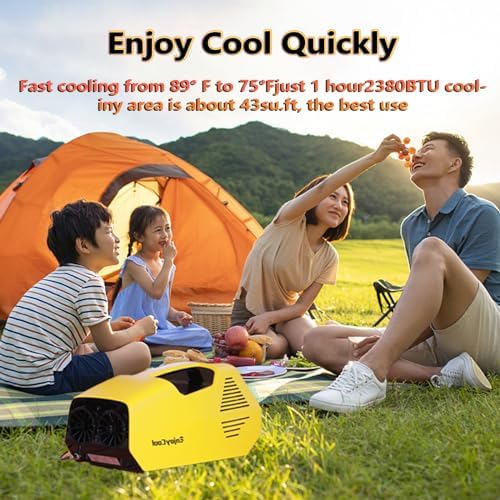 Portable Air tent air conditioner for camping 2380 BTU Outdoor Air Conditioner Portable Air Conditioner for Pet Conditioner for Camping Low Noise (44DB) and Low Power Consumption (220W)