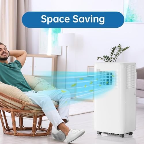 10000 BTU Portable Air Conditioner with Cooling, Heating & Dehumidifying – Cools up to 450 sq ft, Quiet Sleep Mode, Remote Control & 24H Timer, 360° Casters & Window Kit