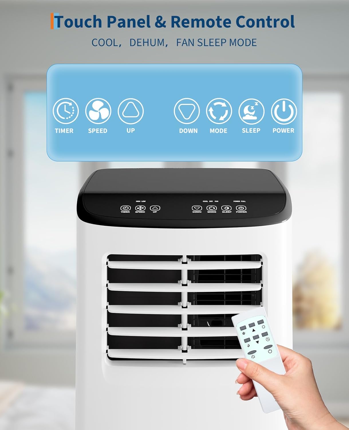 Portable Air Conditioner, 8,000 BTUs Room Air Conditioner, 3 in-1 Cooling AC Portable Air Conditioner with Fan & Dehumidifier, Standing Air Conditioner, Ventless Floor AC