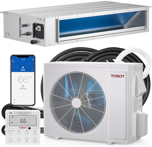 TOSOT 34,000 BTU Ducted Mini Split Air Conditioner, Concealed Ducted AC with Built-In Water Pump and Smart Wired Controller, 230V, Large Airflow for Light Commercial & Residential Use, Cosmo Series