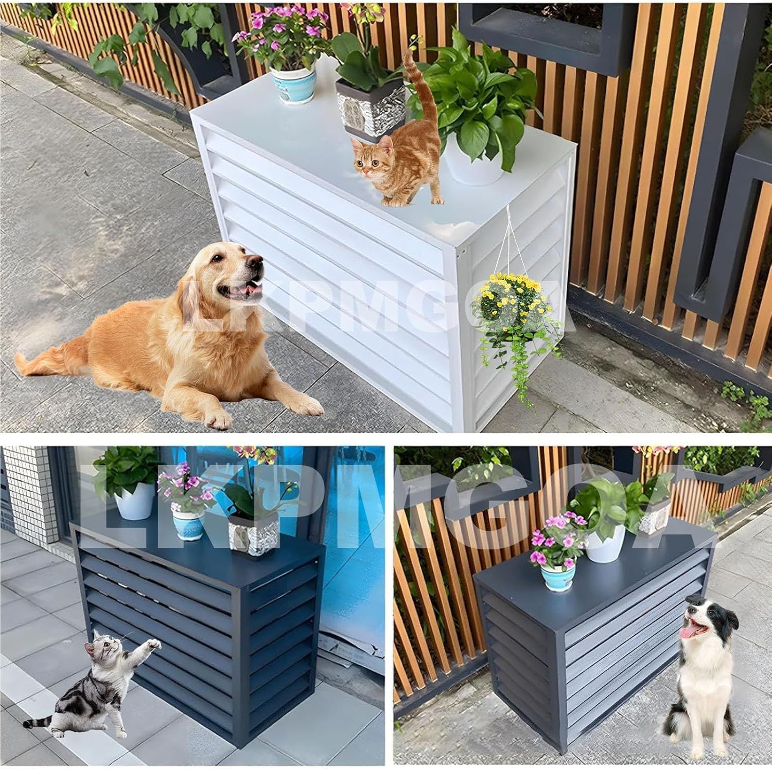 Aluminum Alloy Air Conditioner Fence, Support for Waterproof Plants, Privacy Fence, Theft Proof, Sturdy, Noise reducing(Brown,110cm)