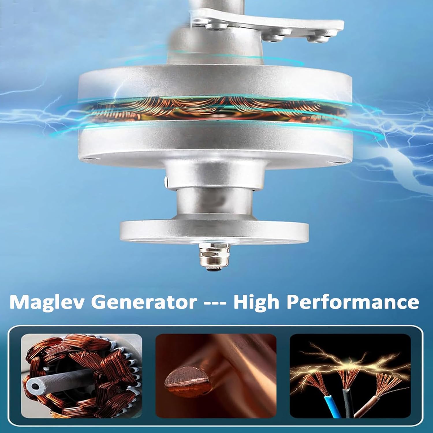 Efficient 10000W Wind Turbine Generator Kit, 12V/24V/48V, 3-Blade Design with Controller, Ideal for Home, Farm, RVs & Boats - Low Start Speed of 3m/s