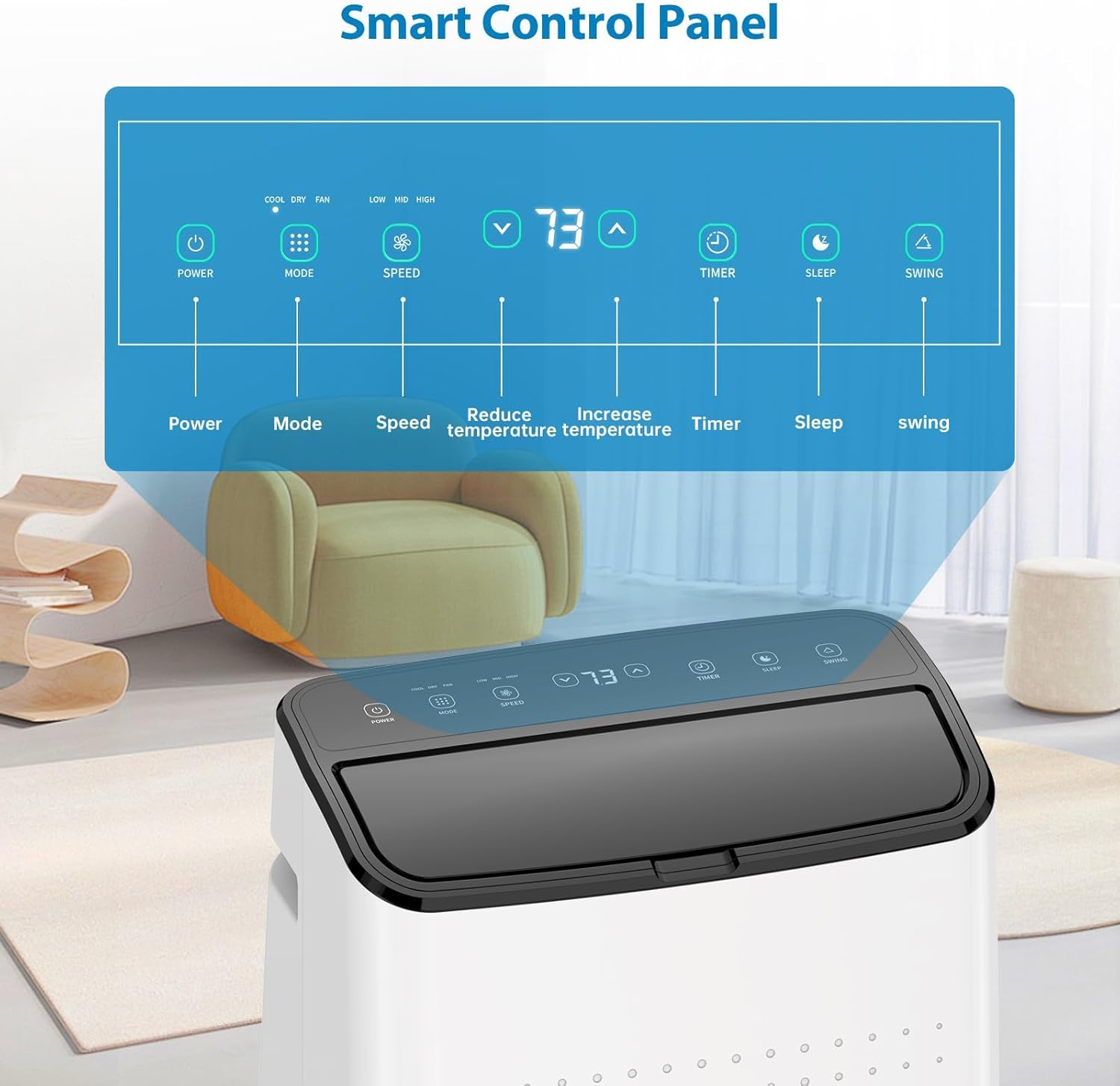 14000 BTU Portable Air Conditioners with Remote Control, 3 in-1 Portable AC Unit up to 700 sq.ft, Auto Swing, 3 Speed, Sleep Mode, 24H Timer for Bedroom, Office, Apartments