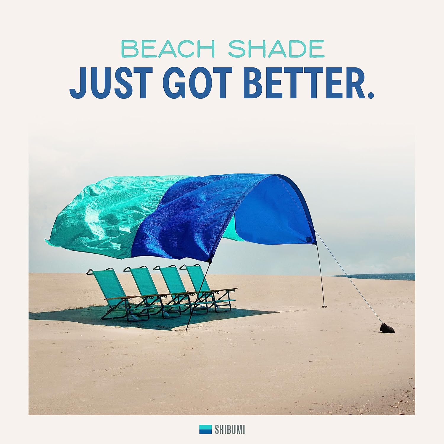 Shibumi Shade® (2.0 Version) - World's Best Beach Shade. The Original Wind Powered® Beach Shade. Lightweight, Easy to Set up and Great for Groups up to 8 People