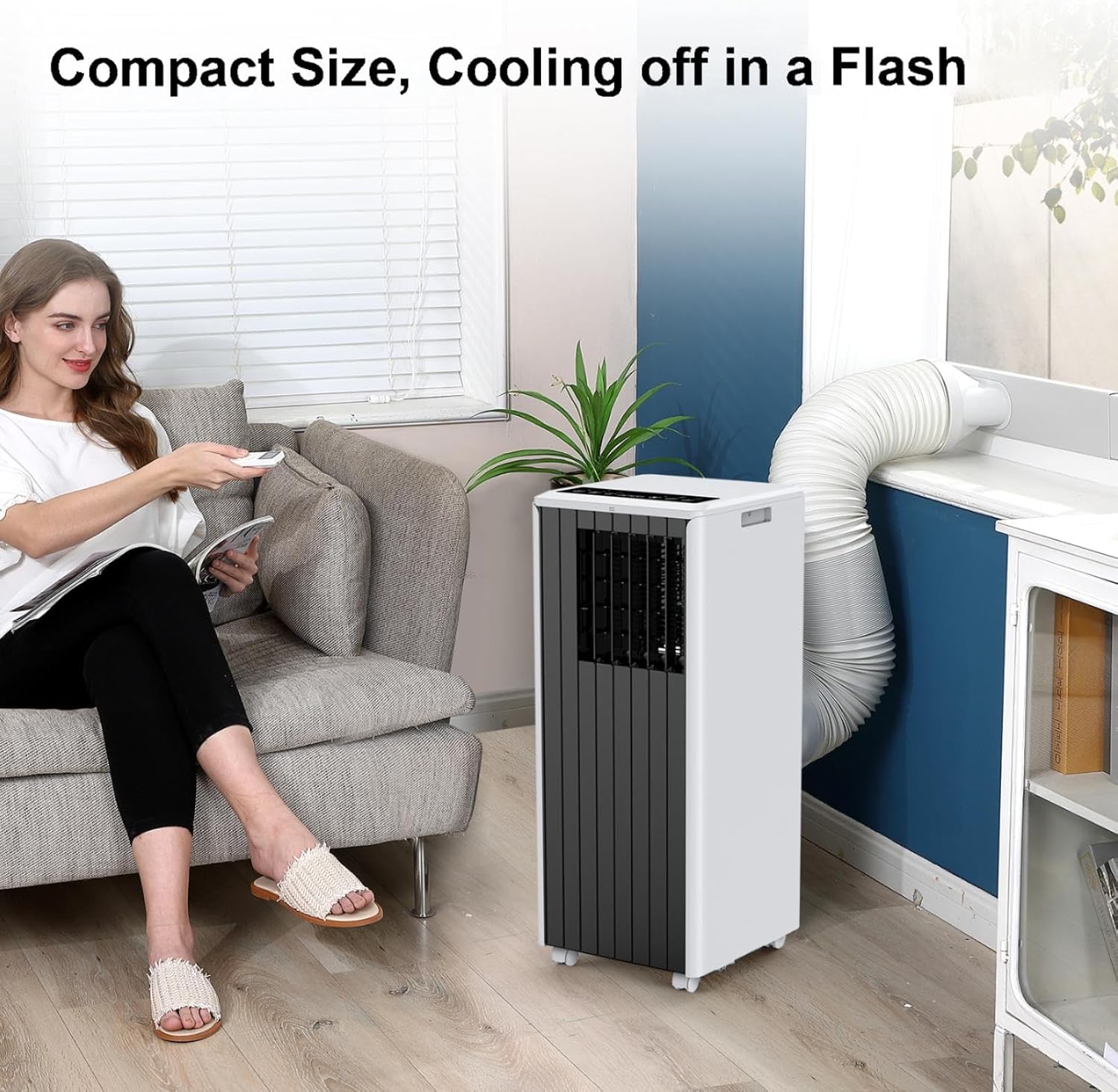 Air Conditioner 8000 BTU Portable Air Conditioner, 3-In-1 AC Unit with Fan, Cool & Dehumidify Modes, Air Conditioners Cool Up to 350 Sq.Ft, Remote & LED Touch Control (Gray)