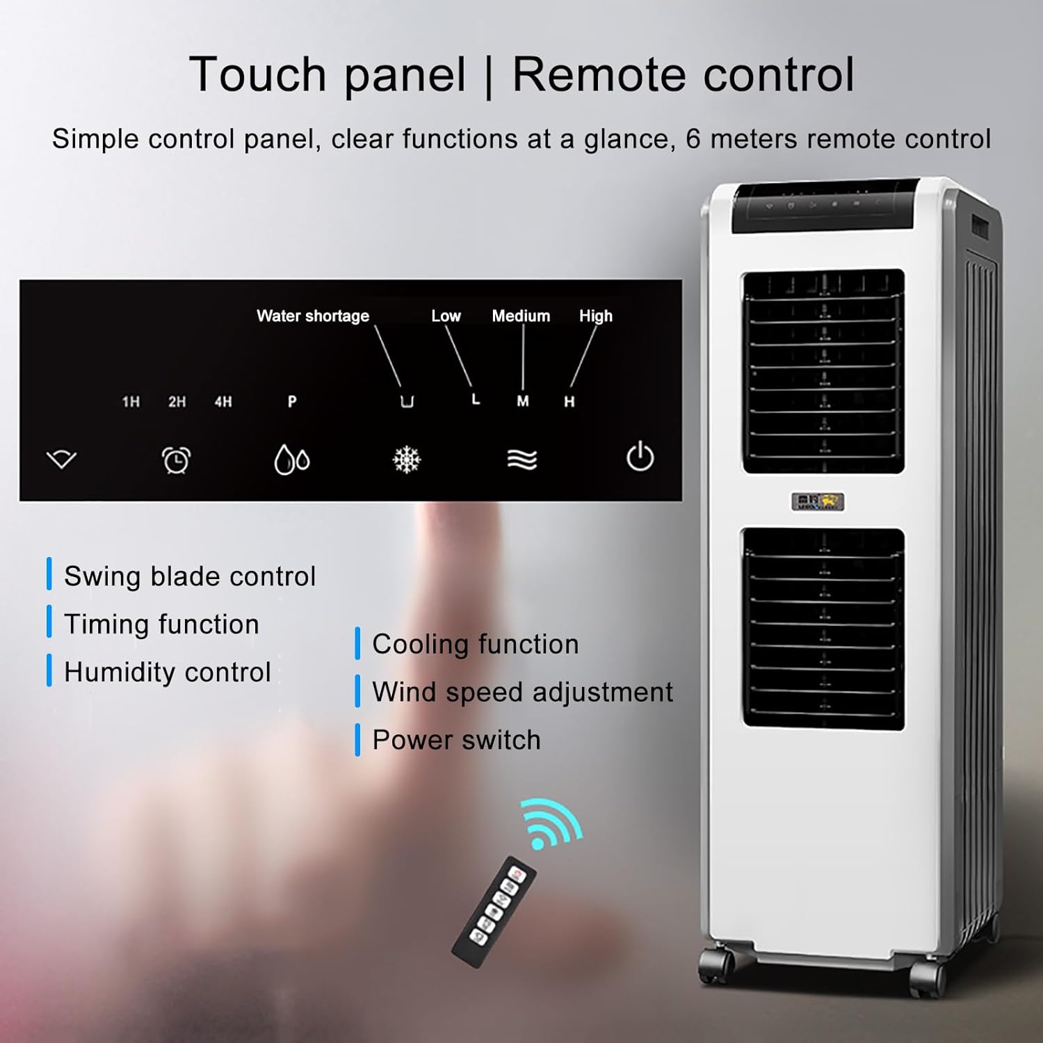 Industrial Air Conditioning Unit Portable Air Cooler, 4 Wheels, 30L Water Tank, 3 in 1 Mobile Air Conditioners, Cooling Fan and Dehumidifier for Home/Office(Large)