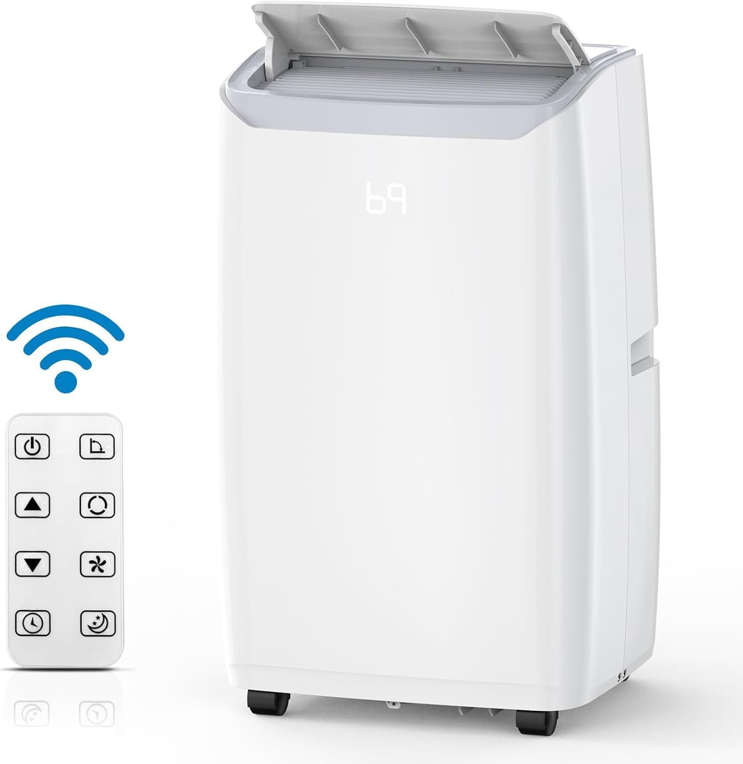 14000Btu Portable Air Conditioner Cools Up to 750 Sq.Ft, Portable AC Unit with Dehumidifier & Fan Modes, Remote Control, Installation Kits, 3 Speed, Auto Swing, 24H Timer, White