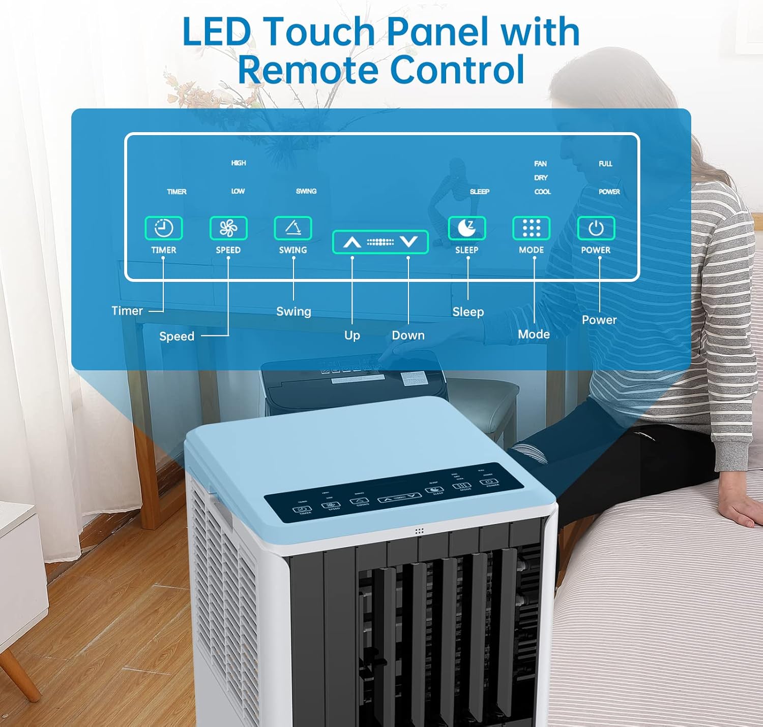 Smart Portable Air Conditioner, 8000 BTU Portable Air Conditioners Room Up to 350 Sq. Ft, 3-In-1 Air Conditioner With Remote Control, 24 Hour Timer, Installation Kit