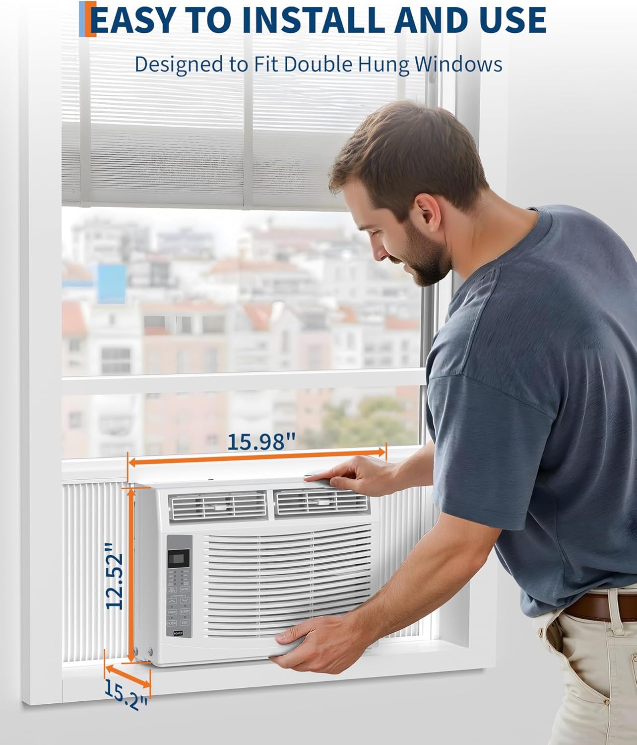 6000 BTU Window Air Conditioner with WiFi, 3 in-1 Energy Saving Window AC Unit with Remote & App Control & Timer Function & Easy Install Kit, Cools 250 Sq.Ft. for Bedroom, Living Room, White