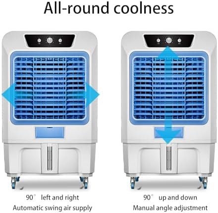 Windowless Air Conditioner, Evaporative Air Cooler with 8 Ice Packs and 90° Oscillation, 3 Speeds Swamp Cooler for Factory Home Office(80.5 * 53.5 * 160cm)