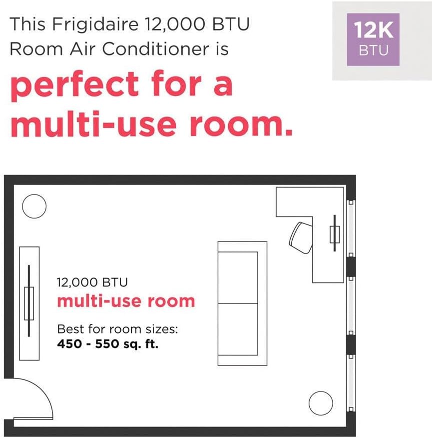 Frigidaire Through-the-Wall Room Air Conditioner, Remote Control, Washable Filter, Timer & Sleep Mode, 115/120V, White (12,000)