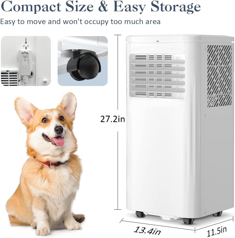 10000 BTU Portable Air Conditioner for Cool Up to 350 Sq.Ft. Large Room, LifePlus 3 In 1 Portable AC Unit w/Dehumidifier & Fan, Auto Swing, 24H Timer & Window Ventilation Kit, Low Noise for Bedroom