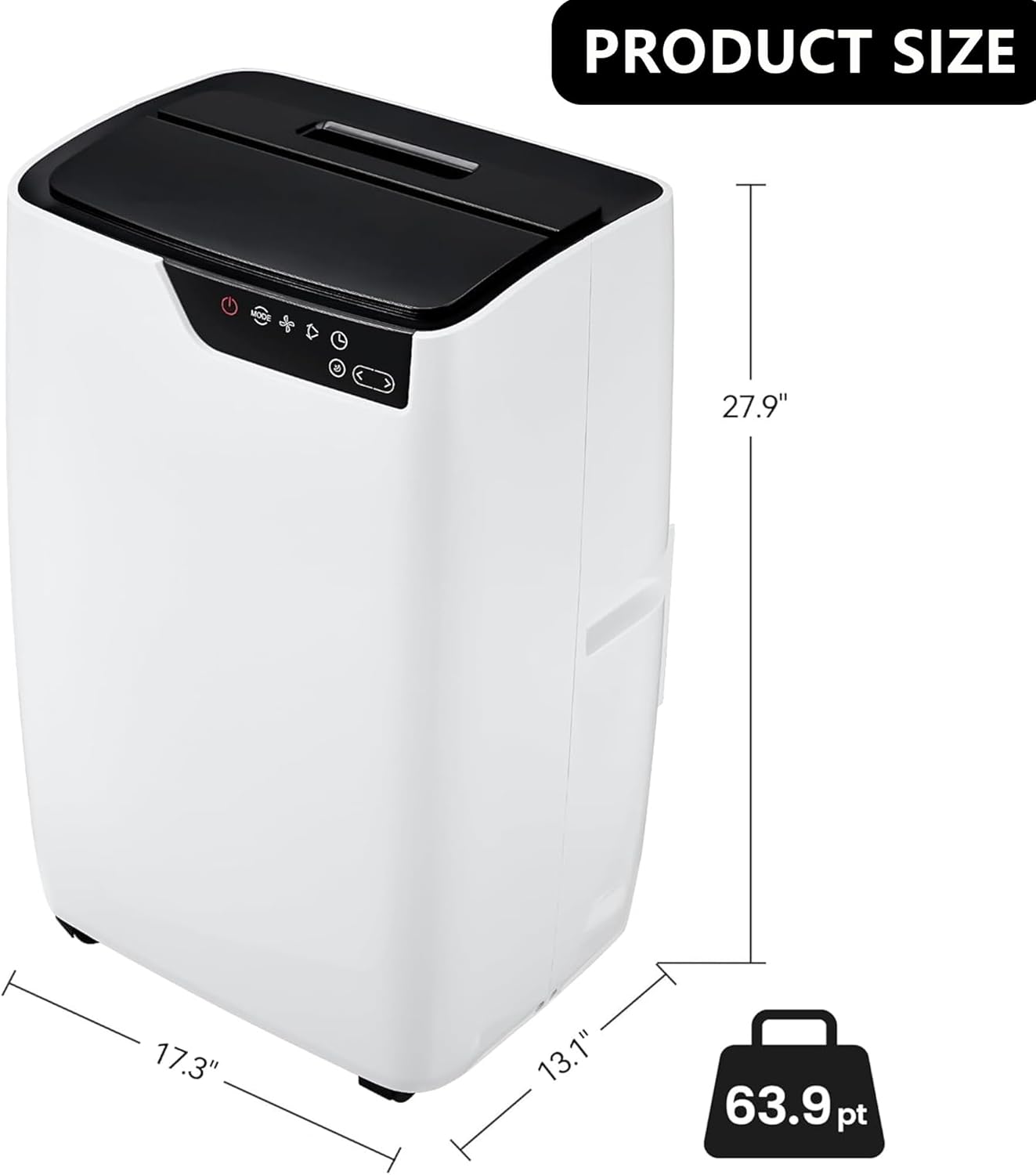12000BTU Portable Air Conditioner with Remote Control, AC Unit Cooling for Rooms Up to 550 Sq. Ft., with Dehumidifier and Fan Mode/LED, 24H Timer & Quiet Operation for Home Office
