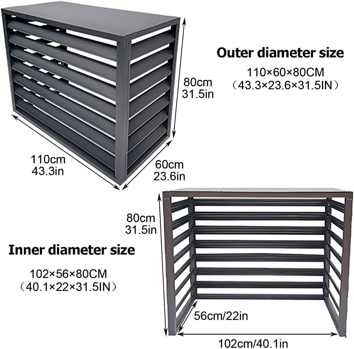 Air Conditioner Fence Air Conditioner Covers for Outside Units, All Weather Anti Theft AC Aluminum Condenser Protective Cover(Brown,110cm)