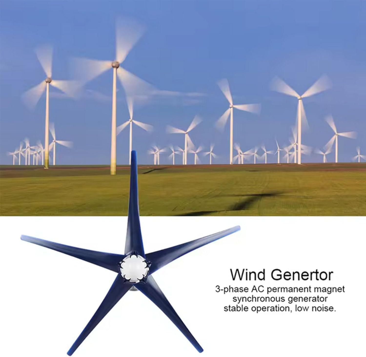 220v, 2000W Wind Turbine Generator Kit 12V/24V/48V/220V with MPPT Controller Compact & Efficient Wind Generator for Home, Off-Grid, Renewable Energy Solutions