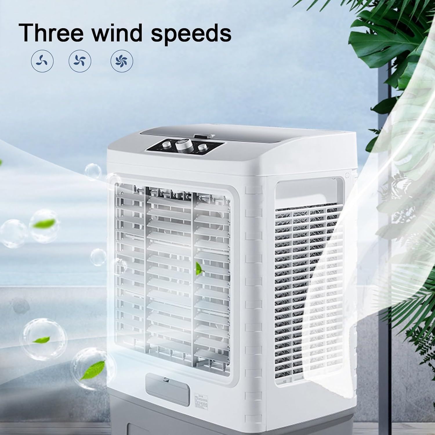 Swamp Cooler Air Conditioner, Evaporative Air Cooler w Large Capacity Water Tank, 4 Ice Box, Portable Air Conditioner with 3 Speeds for Backyard, Garage, Patio, Indoor(51x38x100cm(20x15x39.5in))