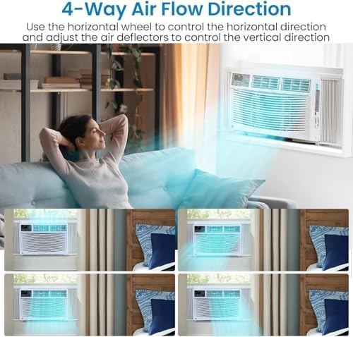 8000 BTU Window Air Conditioner with WiFi, Window AC Unit Cools Up to 650 Sq. Ft., Energy Saving with Remote & App Control & Timer Function, Perfect for Small Rooms, Living Room, Office