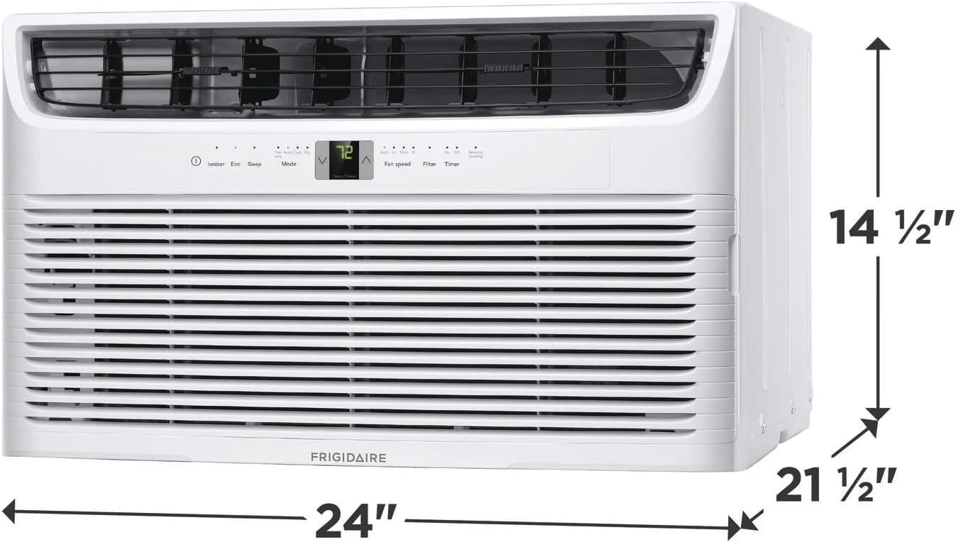Frigidaire Through-the-Wall Room Air Conditioner, Remote Control, Washable Filter, Timer & Sleep Mode, 115/120V, White (8,000 BTU)