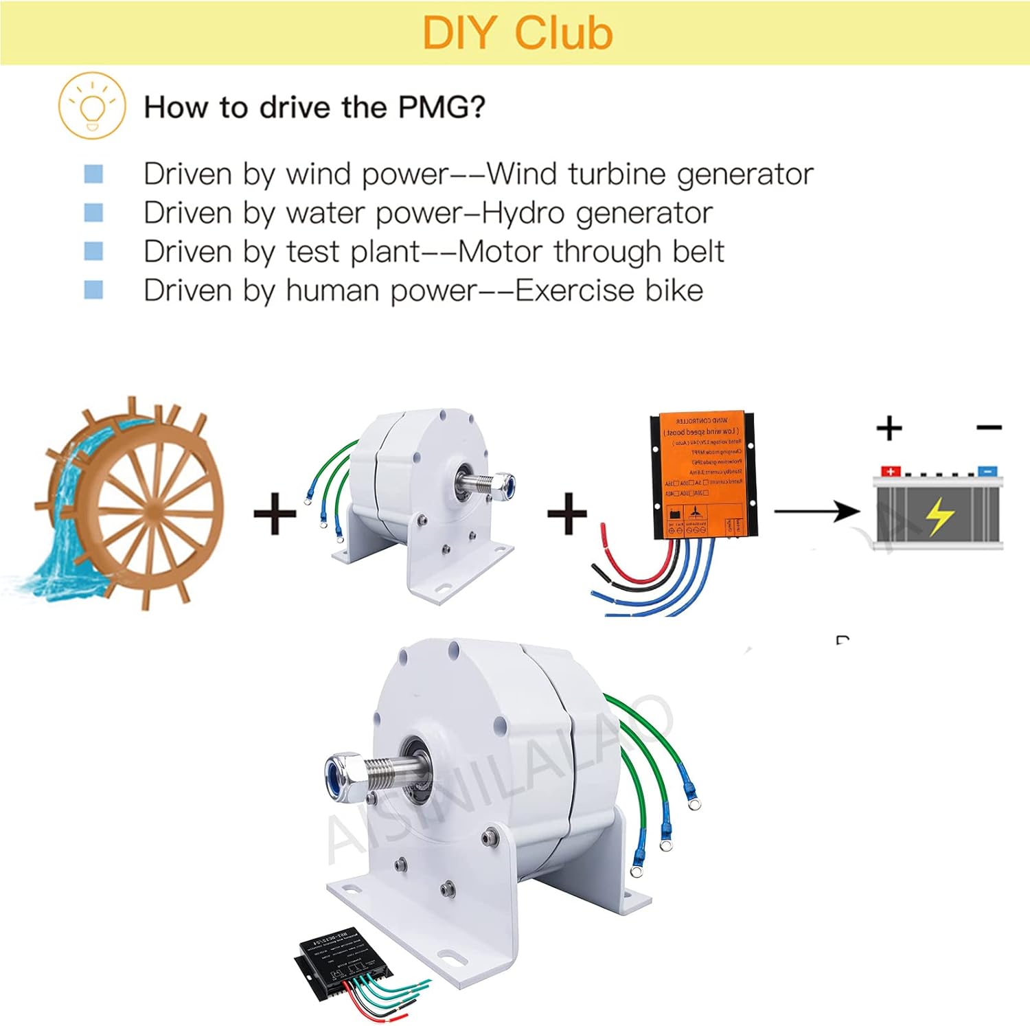 8000W Low Speed 12V24V48V 3 Phase Gearless Permanent Magnet AC Alternators for Wind Water Turbine for Home Use for Vertical Or Horizontal Wind Turbine
