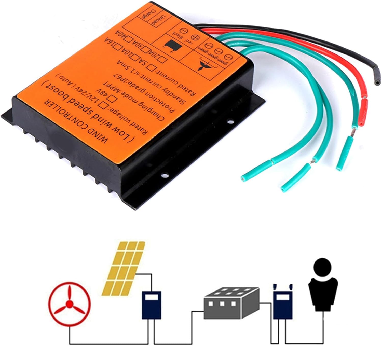 16000W Wind Turbine Charging Controller and MPPT+ Low Voltage Step-Up Waterproof 12V / 24V/48V Wind Turbine Charging Controller