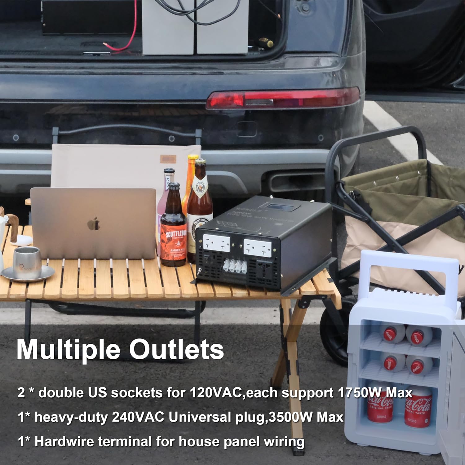 WZRELB 3500W 24V Pure Sine Wave Inverter,24 Volt DC to AC 120V 240V Split Phase Power Inverter,7KW Surge,5 AC Outlets,AC Hardwire Terminal,High Efficiency up to 91.6%,Wireless Remote, SP350024RC