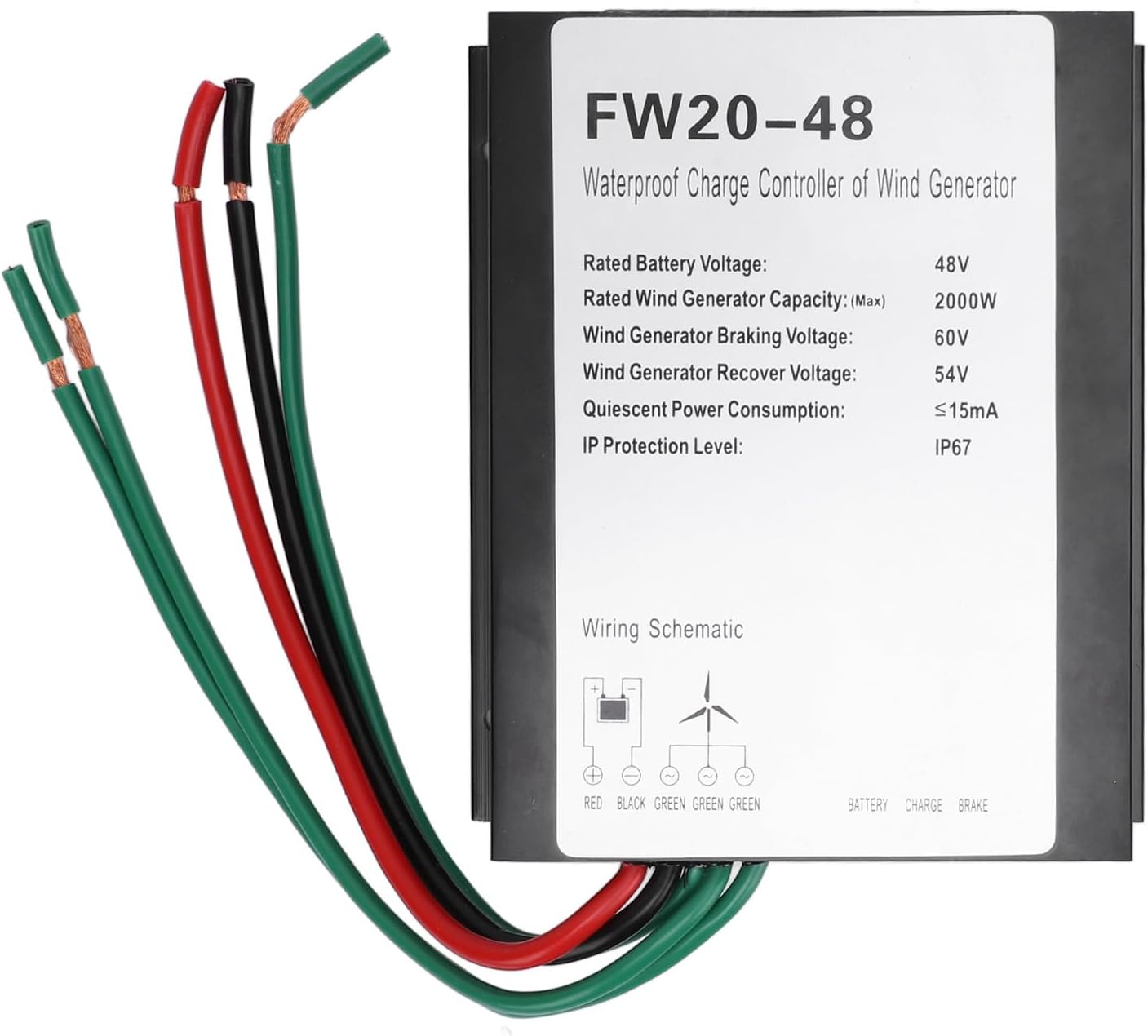 MPPT Wind Turbine Charge Controller 48V IP67 Water , Automatic Braking for 2000W Wind Turbine - Advanced Heat Dissipation, Reliable Protection, Ideal for Renewable Energ