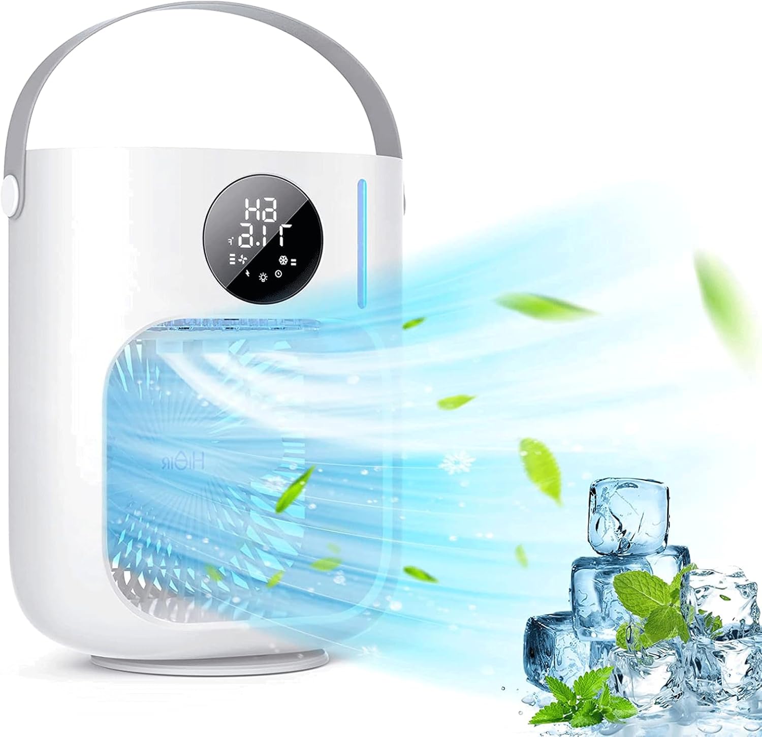 Portable Air Conditioner Fan, Personal Mini Evaporative Air Cooler Desk Cooling Fan Small AC Humidifier LED Display USB with 1000ML Large Capacity,for Bedroom Home Camping Office