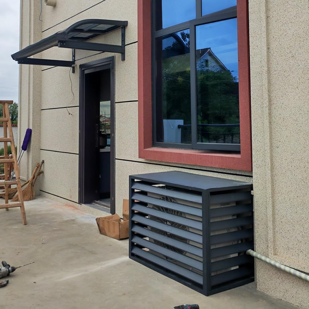 Aluminum Air Conditioner And Heat Pump Cover Hide Air Conditioner Cover For Outside Units Privacy Fence Screens Plant Storage Shelf Shutters Flower Rack Noise Reduction (Color : Br