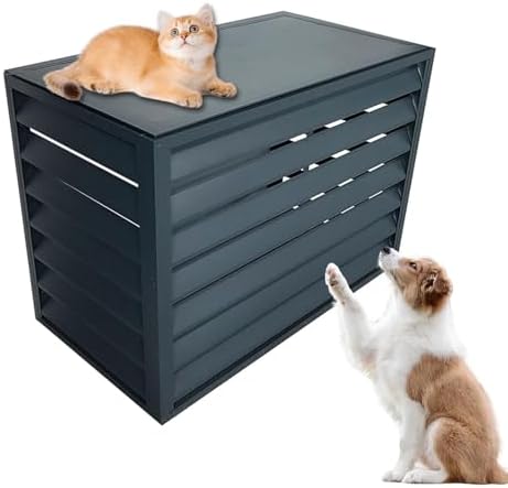 Aluminum Ac Unit Covers Outdoor, Privacy Screens Fence Panels for Air Conditioners Trash Bins, Isolate Pets, Fallen Leaves, Anti Theft(Gray,110cm)