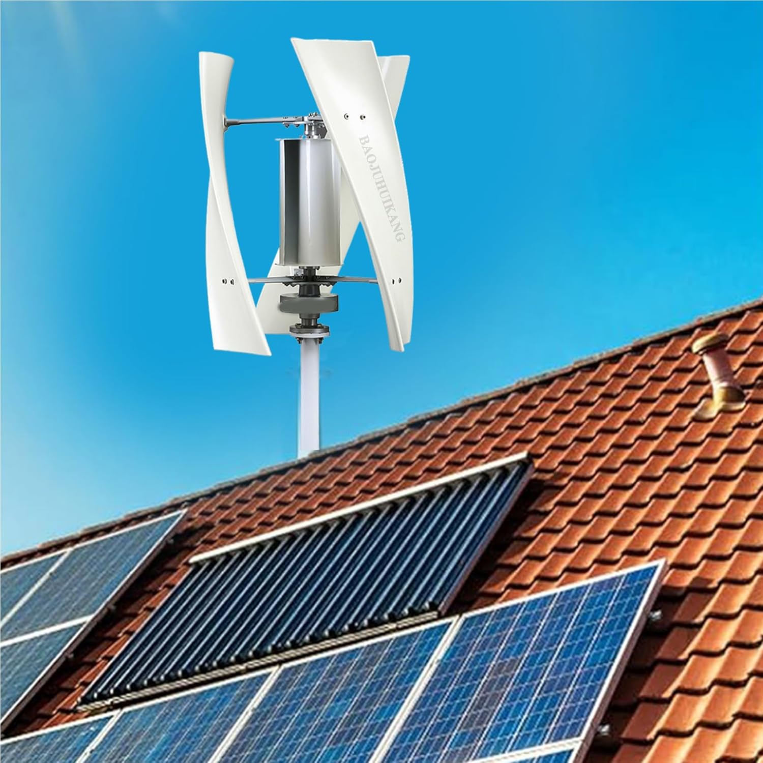 14000W Vertical Axis Wind Turbines Generator Kit, 12V 24V 48V Vertical Axis Wind Turbine with Wind Solar Hybrid Controller for Home Use