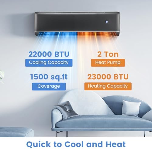 SIMOE 24,000 BTU 21 SEER2 Mini Split Air Conditioner and Heater with Inverter, Wifi Enabled Mini Split Cools Rooms up to 15000 Sq. Ft, 208-230V, Compatible with Alexa, 2 Ton Pre-Charged Heat Pump