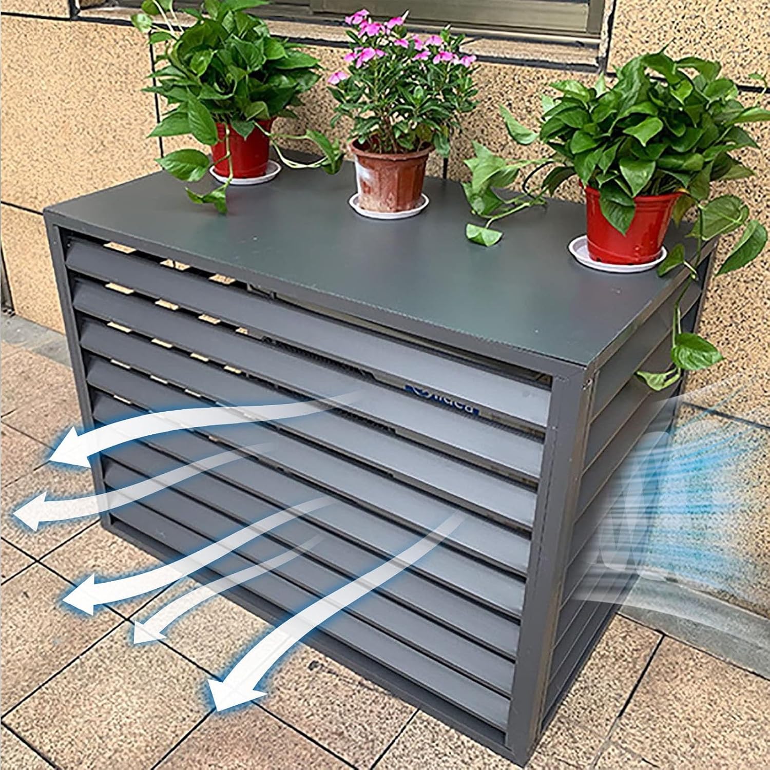 Aluminum Ac Unit Covers Outdoor, Privacy Screens Fence Panels for Air Conditioners Trash Bins, Isolate Pets, Fallen Leaves, Anti Theft(Gray,110cm)