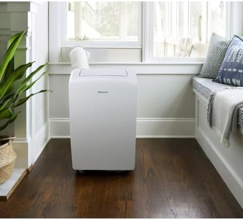Hisense 8000-BTU SACC (115-Volt) White Vented Wi-Fi enabled 3 modes (Cooling, Fan, Dehumidifier), Portable Air Conditioner, Noise Level dB 50, Remote, Cools 350-sq ft AP0822CW1W (Renewed)