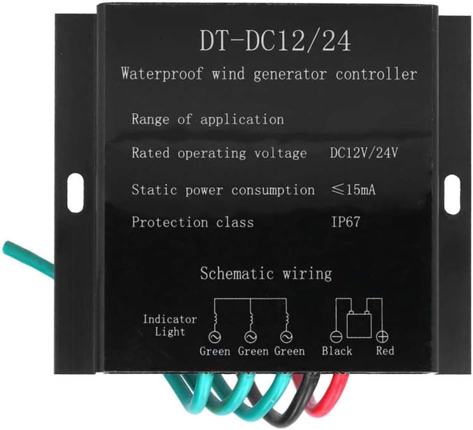 12V/24V/48V 14000W Wind Turbine Generator Controller, Waterproof Battery Charging Regulator for Household Vertical Wind Turbine(Black)