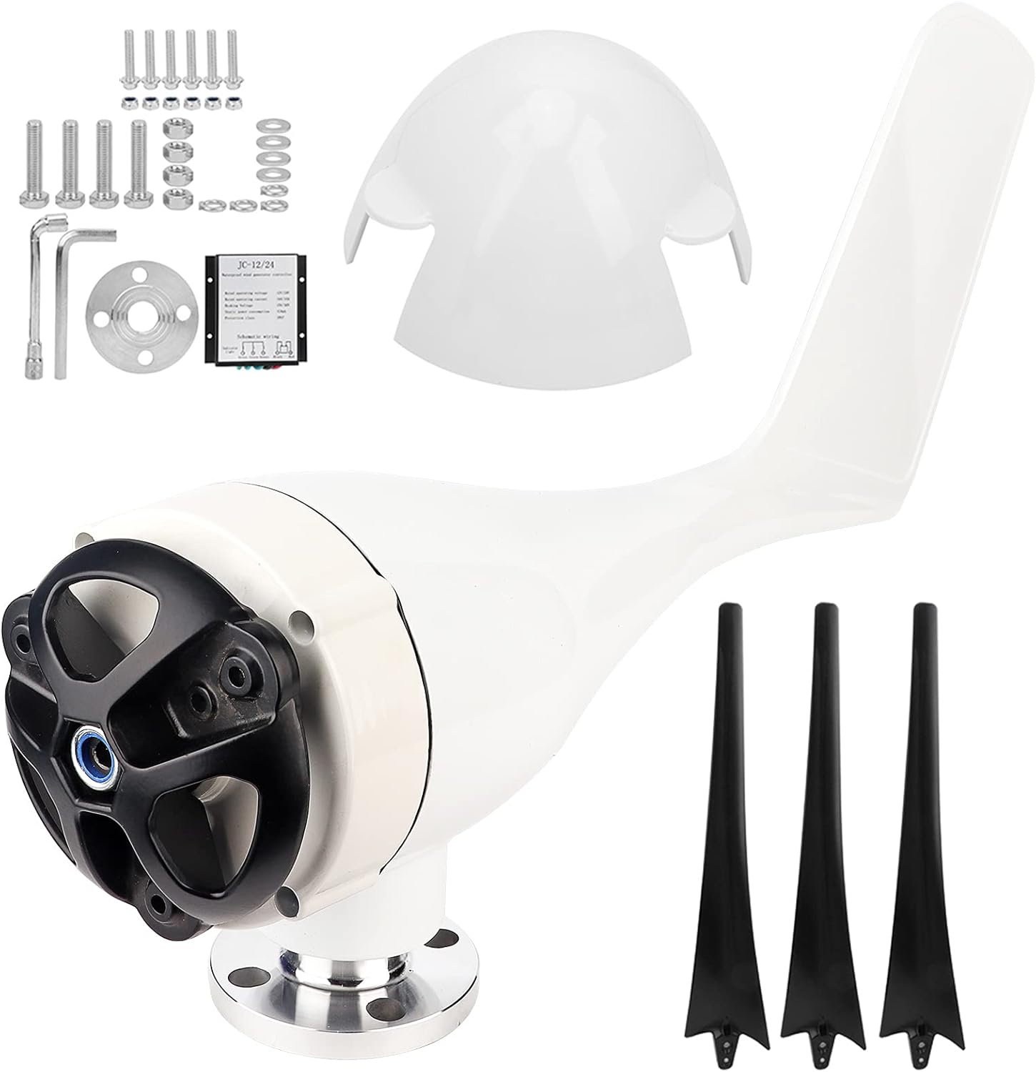 Wind Turbines Generator Kit, 100W 3 Blades Economy Homes Wind Turbines Generator Kit Gasket with Controller Accessory for Boats Terraces Cabins (48V)