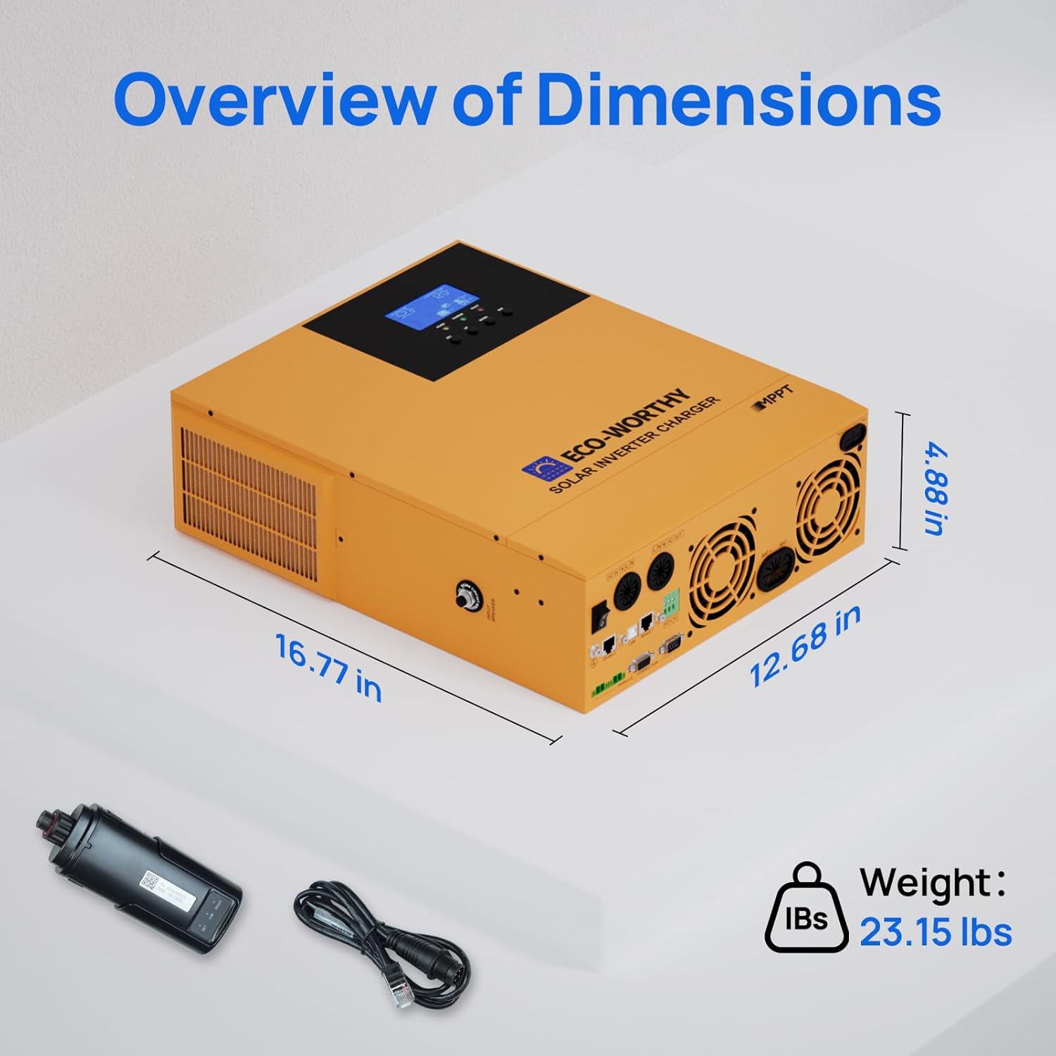ECO-WORTHY 3500W Pure Sine Wave Solar Inverter Charger,All-in-One 48V Solar Inverter 48V DC-120V AC,80A MPPT Solar Controller,for LiFePO4/Lead Acid Battery,Off-Grid,Home Energy Storage