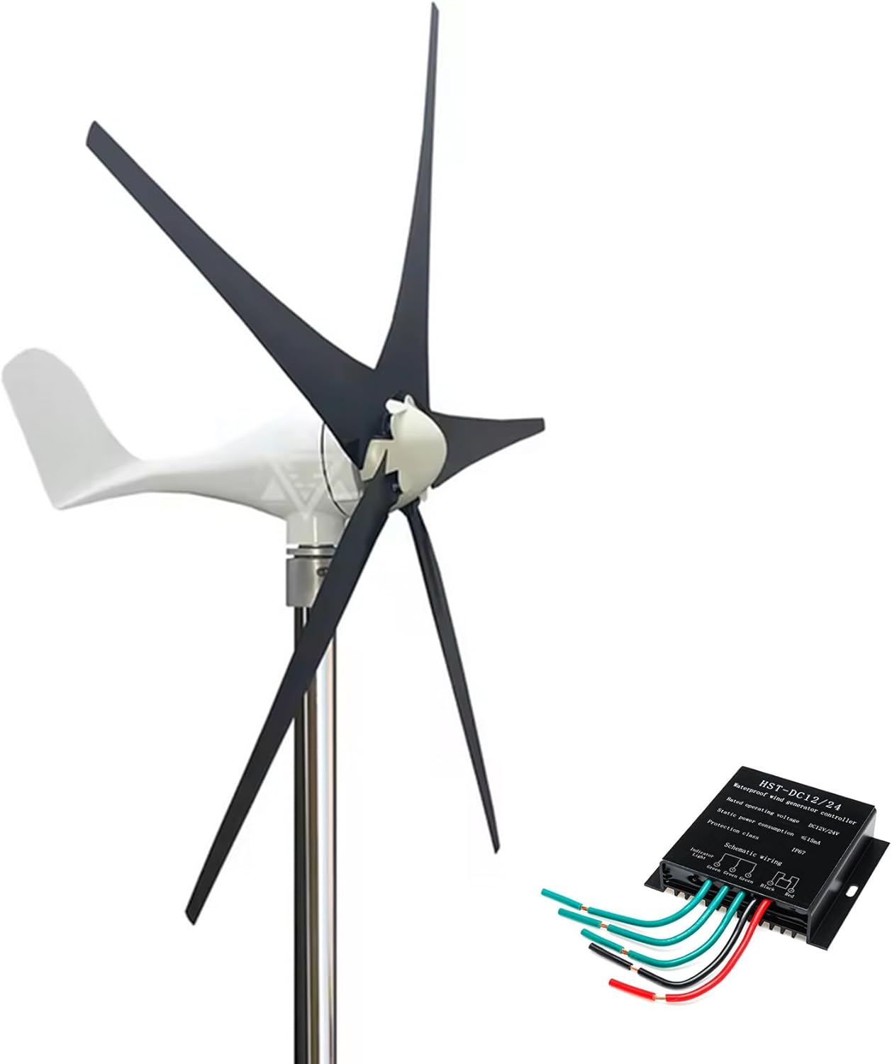 48v, 5 Blade Professional Wind Turbines 12V 24V 48V 220V Small Windmill Generator 100W-800W Industrial Solar and Wind Power Parts and Accessories (12V)