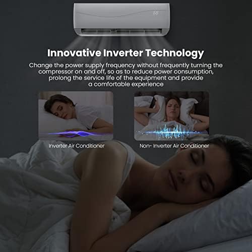 KOTEK 24000 BTU Mini Split AC/Heating System, 18.5 SEER2 Inverter Ductless AC Unit, Cools Up to 1500 Sq. Ft, Wall Mounted Air Conditioner w/Heat Pump, Installation Kit(24000BTU, 208-230V, 18.5 SEER2)