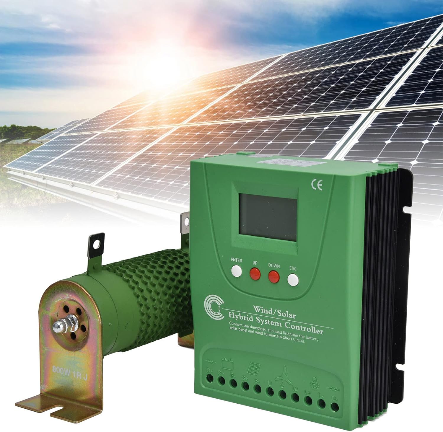Wind Solar Hybrid System Controller MPPT Boost Charge Regulator for Lithium Battery 12V 24V Green ABS Wind Solar Hybrid Energy Storage Power Station
