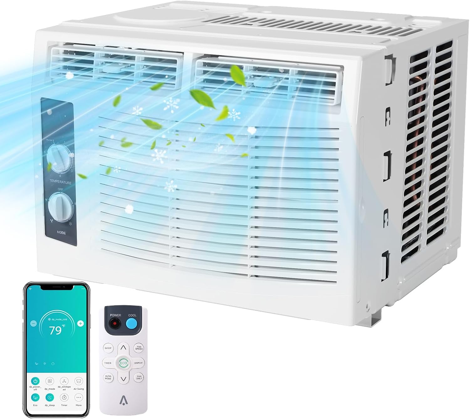 5,000 BTU Window Air Conditioner - Efficient Cooling for Rooms up to 150 Sq. Ft. - Easy-to-Use Mechanical Controls - Reusable Filter- Ideal for Small Bedrooms,Living Rooms,and Home Offices,White