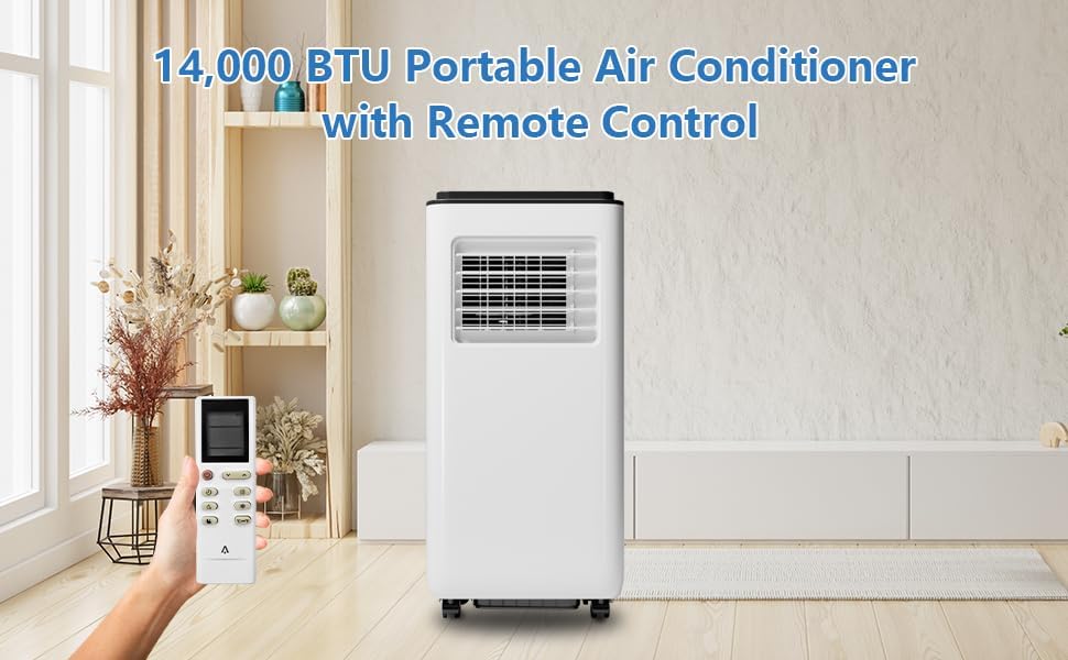 8000 BTU 3-in-1 Portable Air Conditioner,with Remote - Cooling, Fan Modes for Rooms Up to 350 Sq.Ft, LED Display, 24-Hour Timer