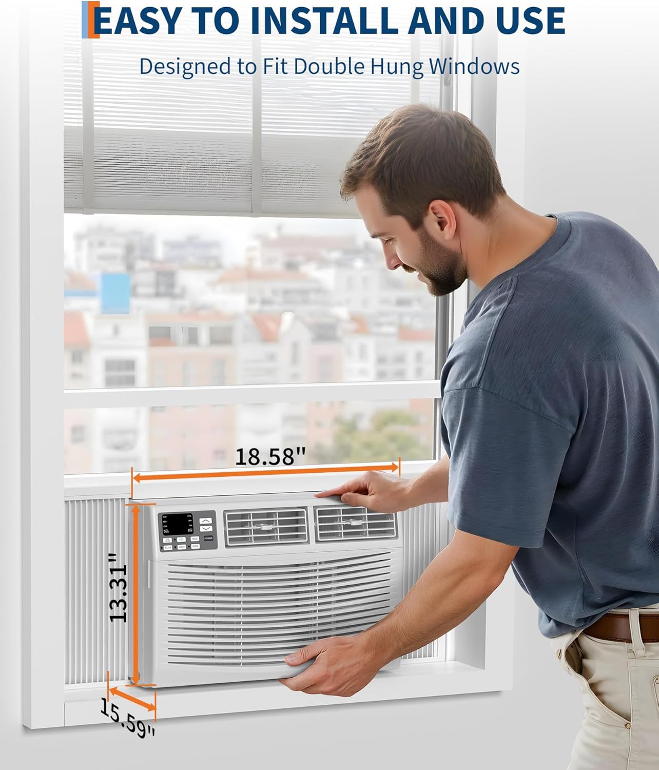 8000 BTU Window Air Conditioner with WiFi, 3 in-1 Energy Saving Window AC Unit with Remote & App Control & Timer Function & Easy Install Kit, Cools 350 Sq.Ft. for Bedroom, Living Room, White