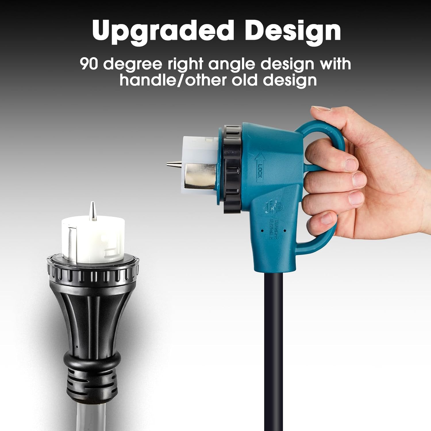 Generator Extension Cord, 30A 4 Prong Locking Generator L14-30P Male to 50A Marine Shore Power SS2-50R Female with Locking Ring 125V/250V,ETL Listed (25FT)