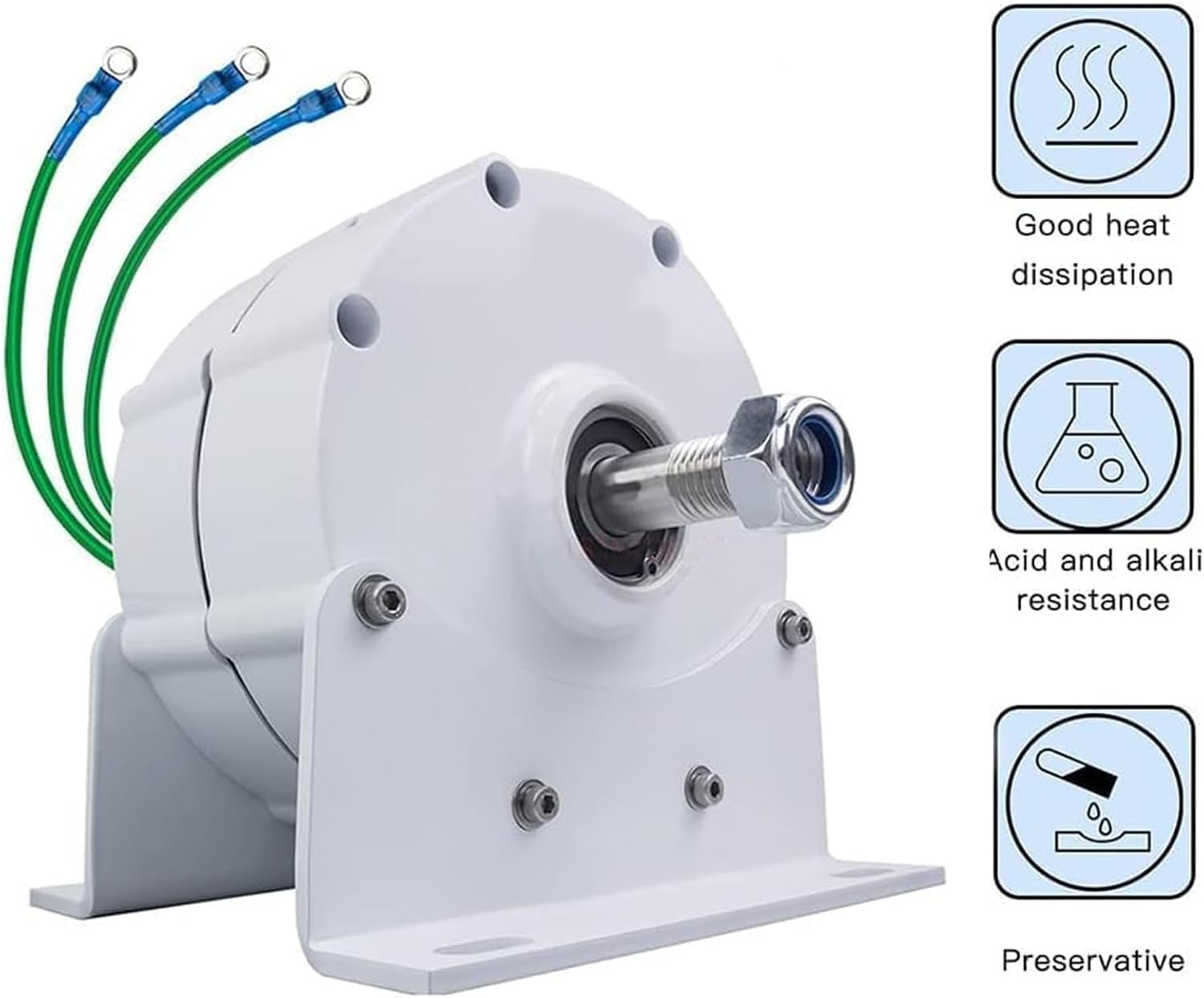 12V-220V Gearless Permanent Magnet Generator, 2000W Low Speed AC Alternator Generators with Base Use for Wind Turbine Water Turbine