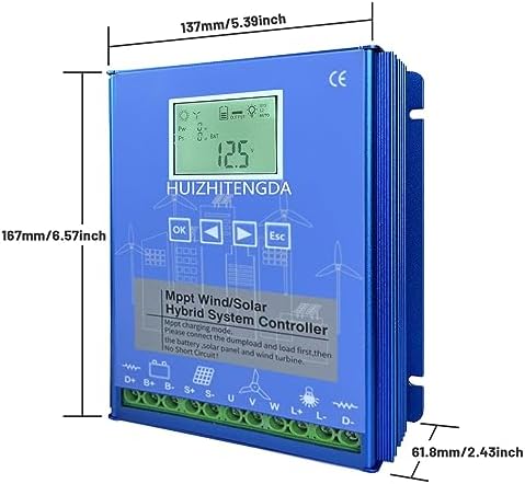 9000W MPPT Wind Solar Hybrid Charge Controller, 12/24/48V, for 6000W Wind Turbine & 3000W Solar Panel, Efficient Power Management with Dump Load, Ideal for Off-Grid Systems