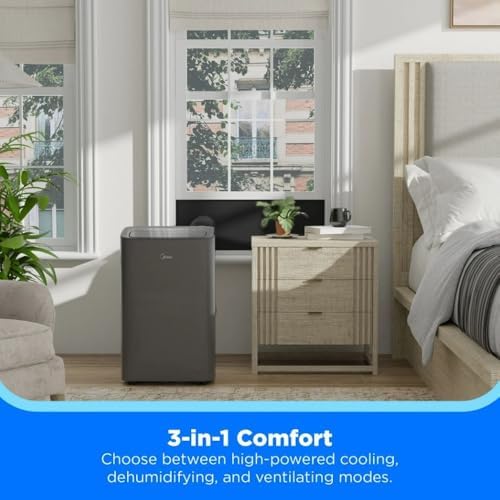 Midea 8,000 BTU Smart Portable Air Conditioner w/ Remote, 3-in-1 Comfort: Cools, Ventilates, & Dehumidifies, compatible w/ Alexa, Google Assistant MAP08S1XWGR-T (Renewed)