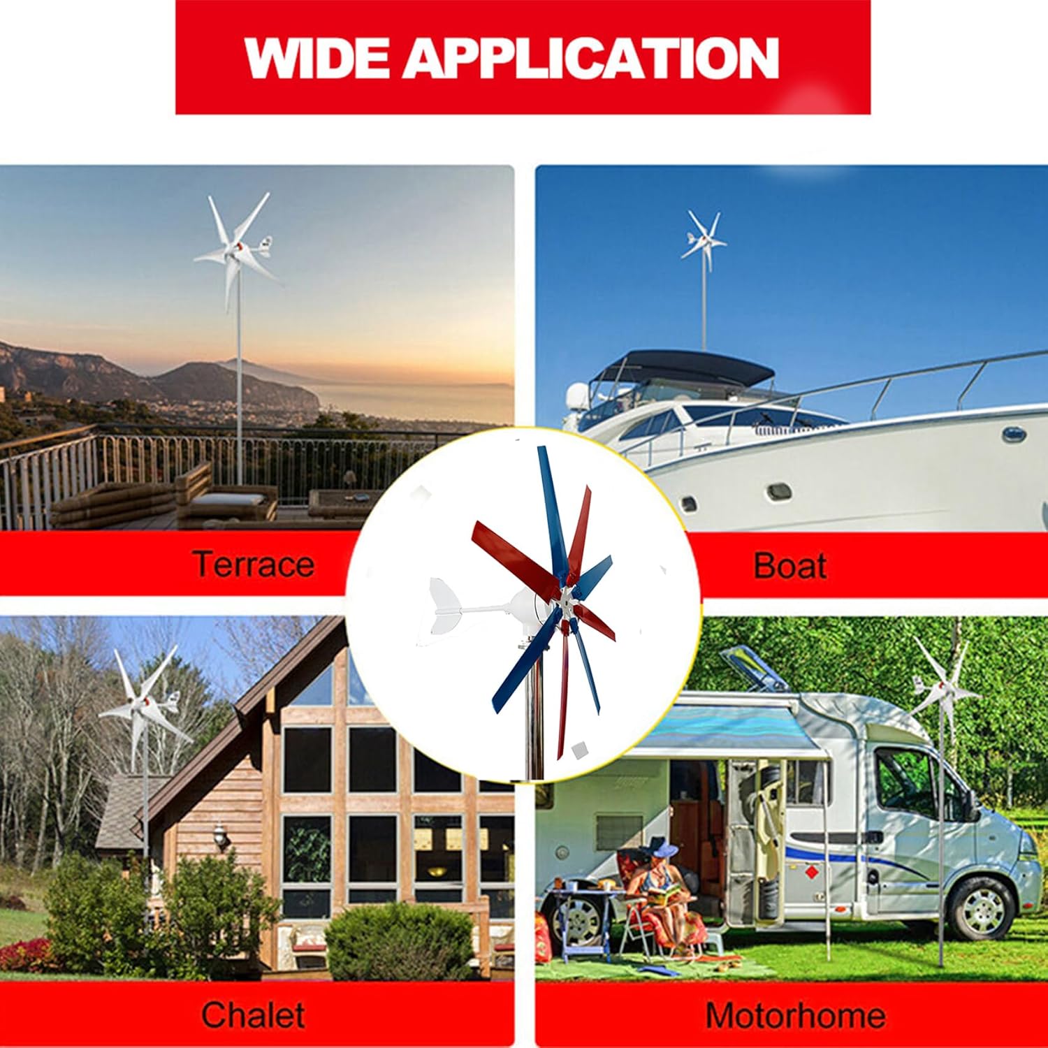 8 Blades Vertical Axis Wind Turbine Generator 3000W 12V 24V 48V Small Windmill Free Energy with Controller IP67 for Home Farm(Low Noise)