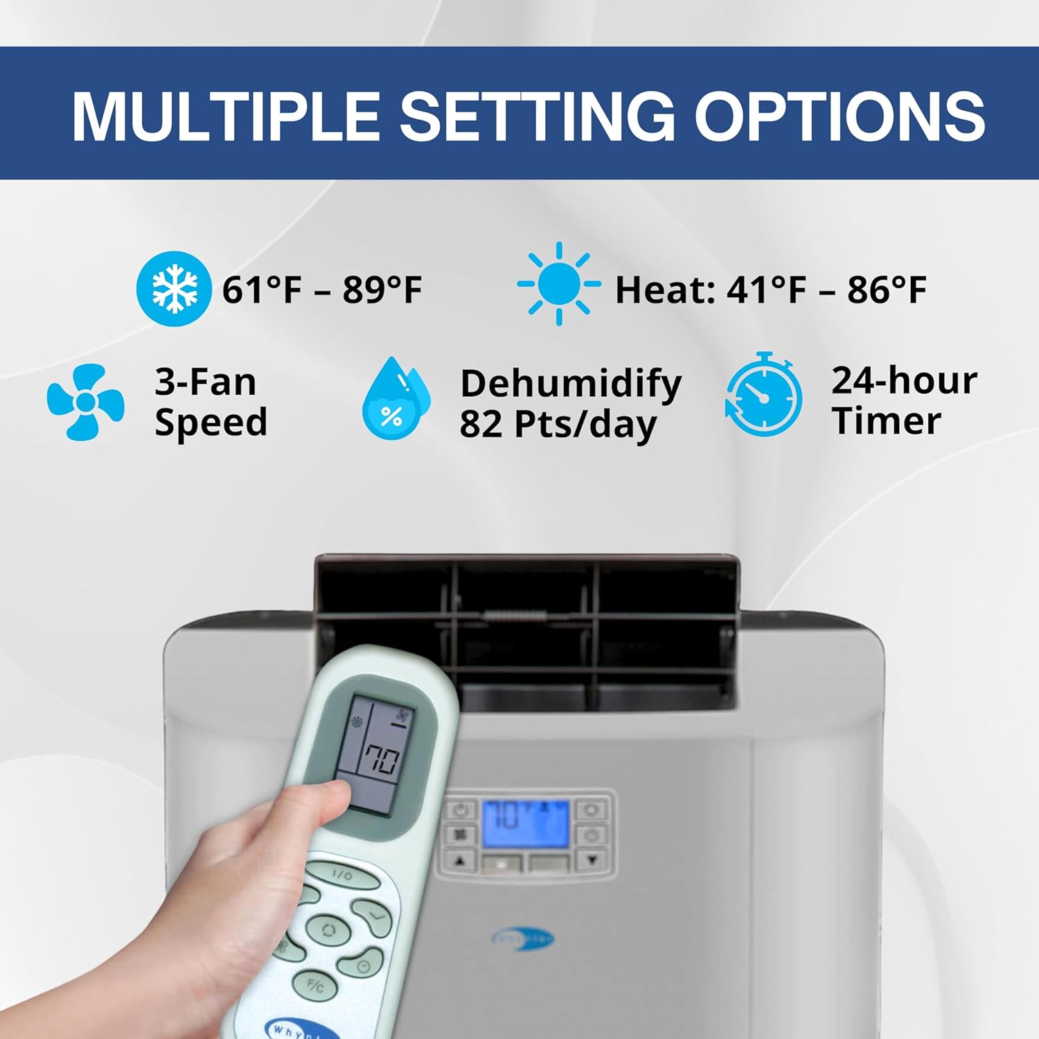 Whynter Portable Air Conditioner 12,000 BTU & Heater with Dual Hose Dehumidifier & Cooling Fan for 400 Sq Ft Rooms, Includes AC Unit Window Kit Elite ARC-122DHP (7,000 SACC), Silver