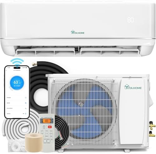 YITAHOME 12000 BTU Mini Split Air Conditioner Heat Pump System, 21 SEER2 208-230V Ductless Inverter System with Wi-Fi & Alexa Compatibility, Cover Up to 750 Sq. Ft, Complete Installation Kit Included